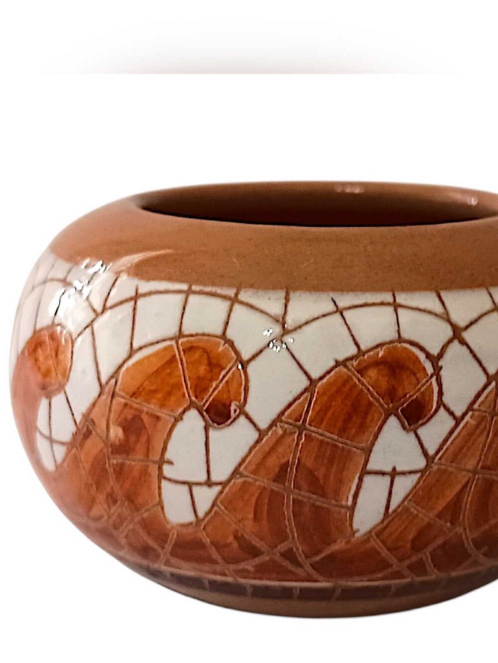 MINI Tile Affect Bowl Vase Mosaic Pottery Handmade Miniature Wave‎ Design Glazed - Picture 7 of 16